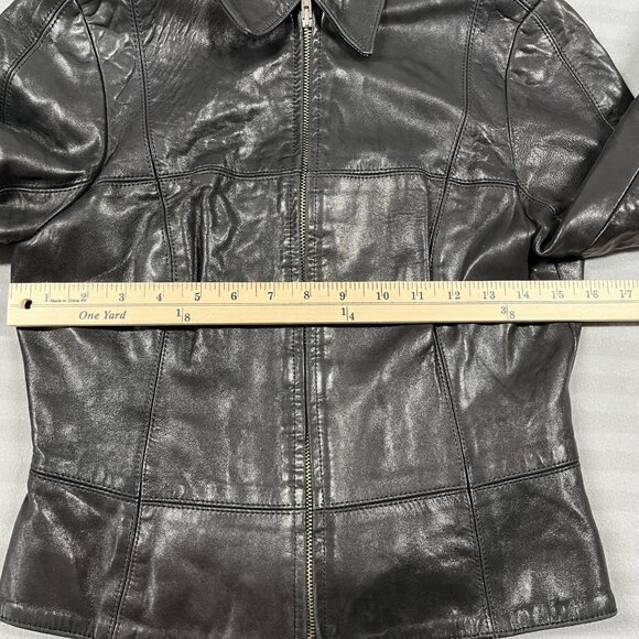 Vinetti Jacket Womens Small Black Lambskin Leather Zip Front Collared Fitted - Picture 6 of 11